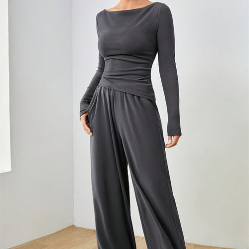 Damen Lässiges Oberteil und weite Hose Set Drune