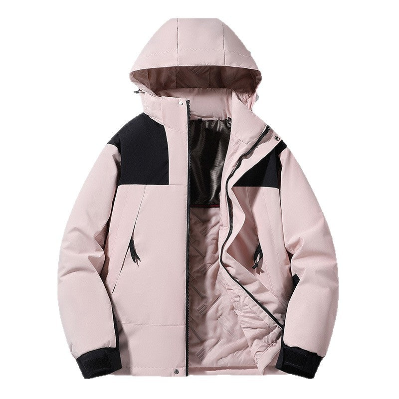 Herren Softshell-Isolationsjacke mit Kapuze, kontrastbesatz und verstellbaren Klettmanschetten Drune