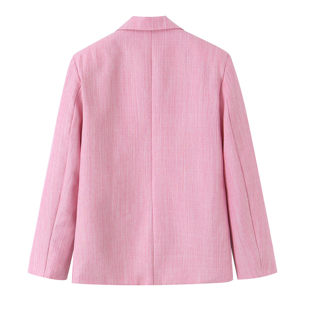 Damen Zweiteiliges Business-Set mit tailliertem Ein-Knopf-Blazer und weiter Bundfaltenhose Drune