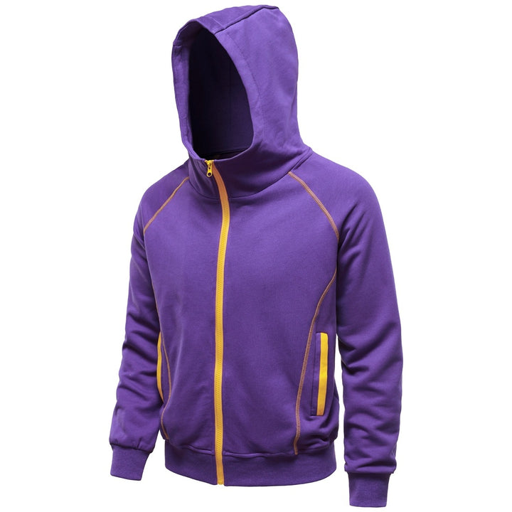 Herren Kapuzen-Zipjacke im sportlichen Raglanstil mit Kontrastnähten und gerippten Bündchen Drune