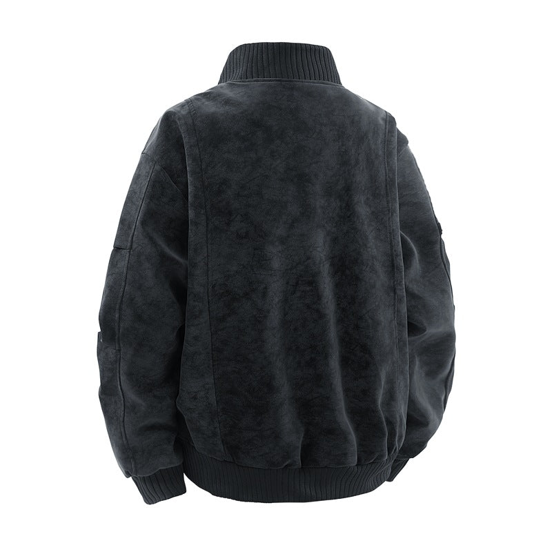 Herren Modische Bomberjacke aus Kunstleder Drune