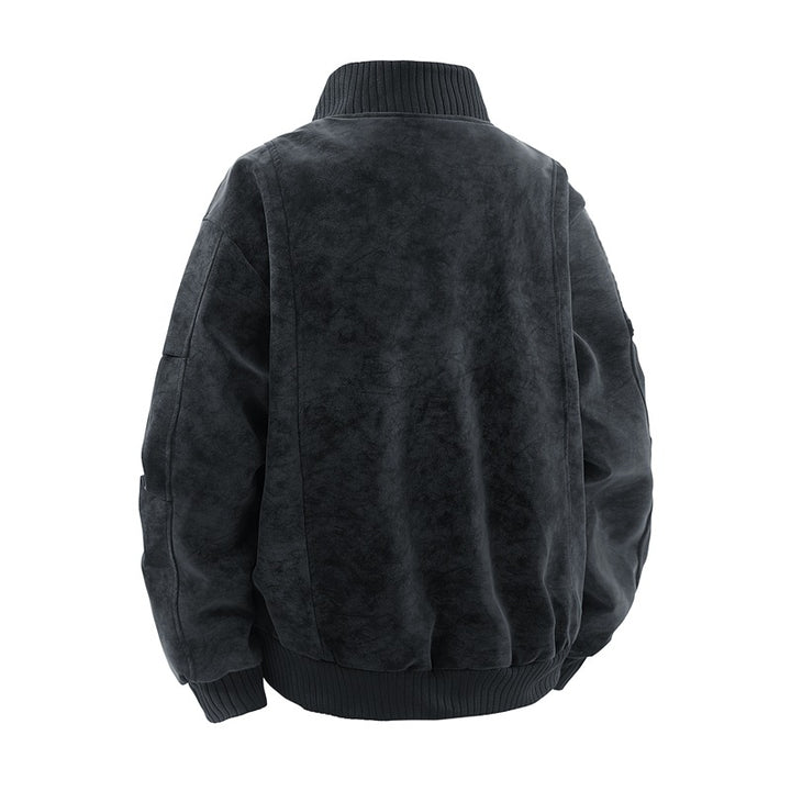 Herren Modische Bomberjacke aus Kunstleder Drune