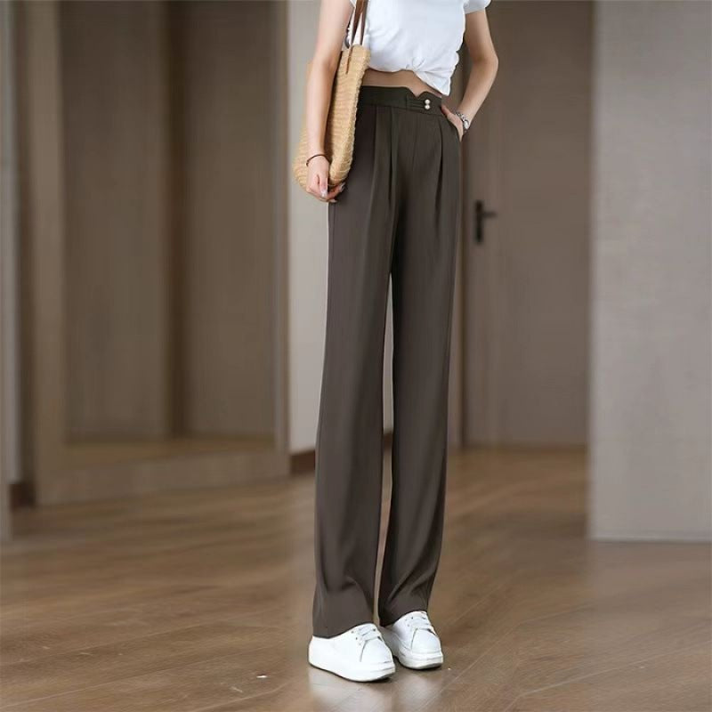 Damen Elegante und luftige Stoffhose mit hohem Bund Drune