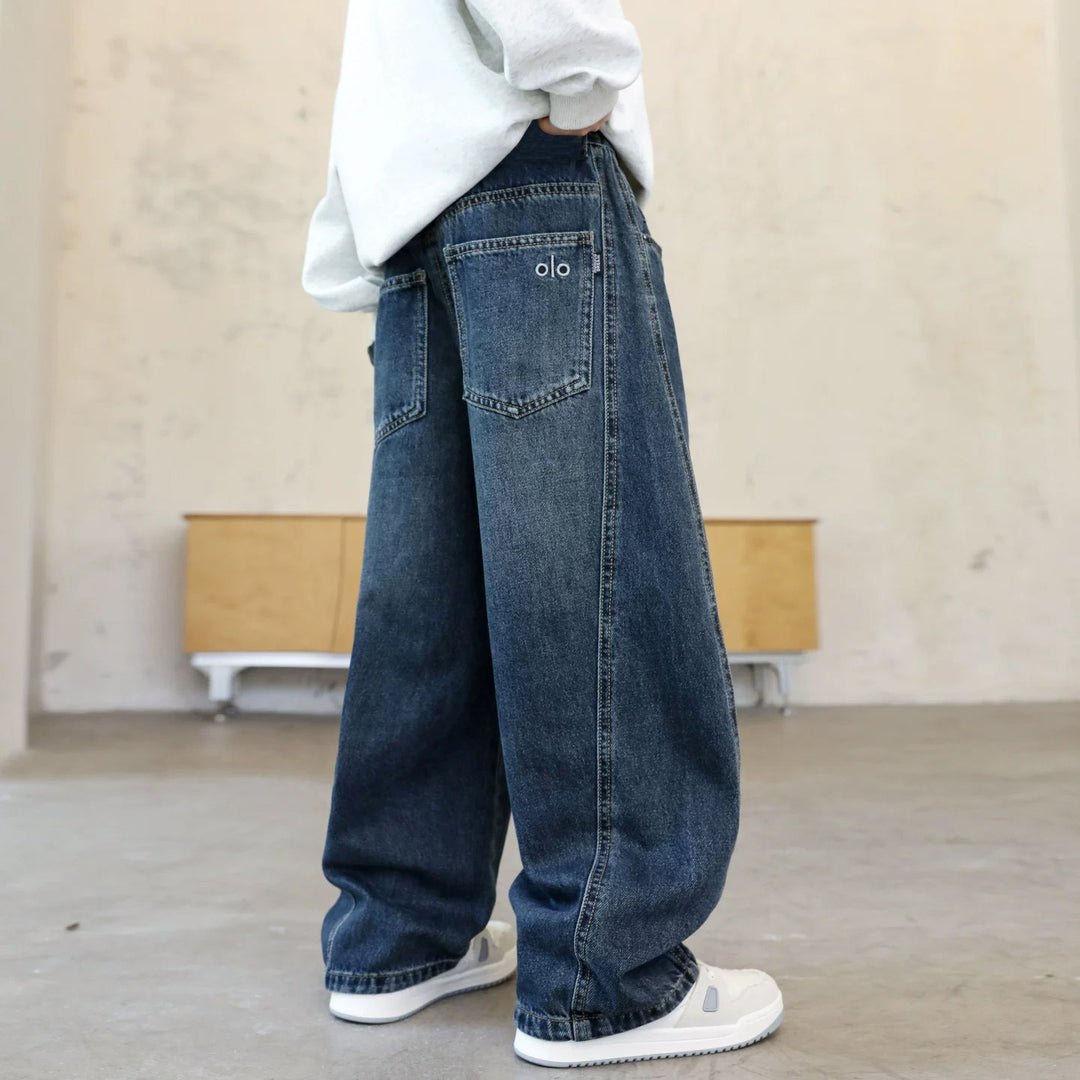 Damen lässige weite Denim-Hosen Drune