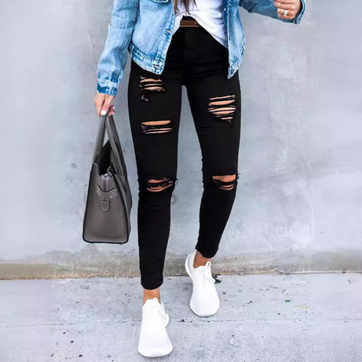 Damen Skinny Jeans mit modischen Rissen Drune