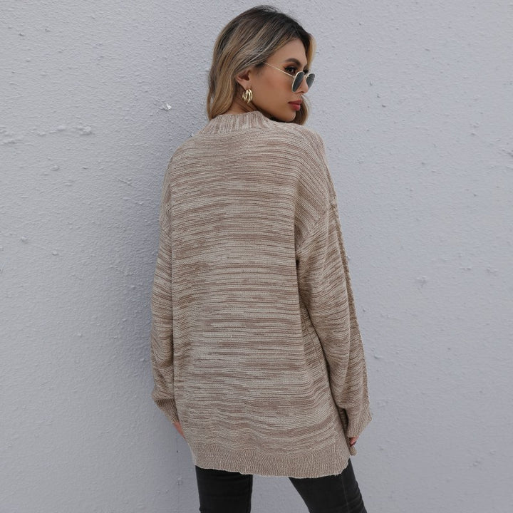 Damen Lässiger Oversize-Strickcardigan mit Zopfmuster offener Front Drune