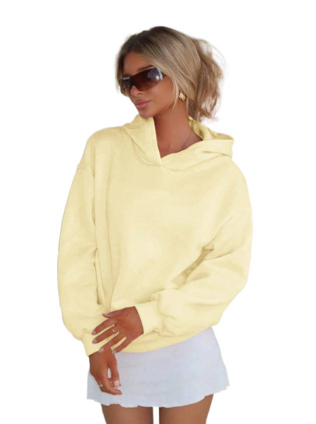 Damen Oversize-Kapuzenpullover aus weichem Baumwollmix mit Rippbündchen Drune