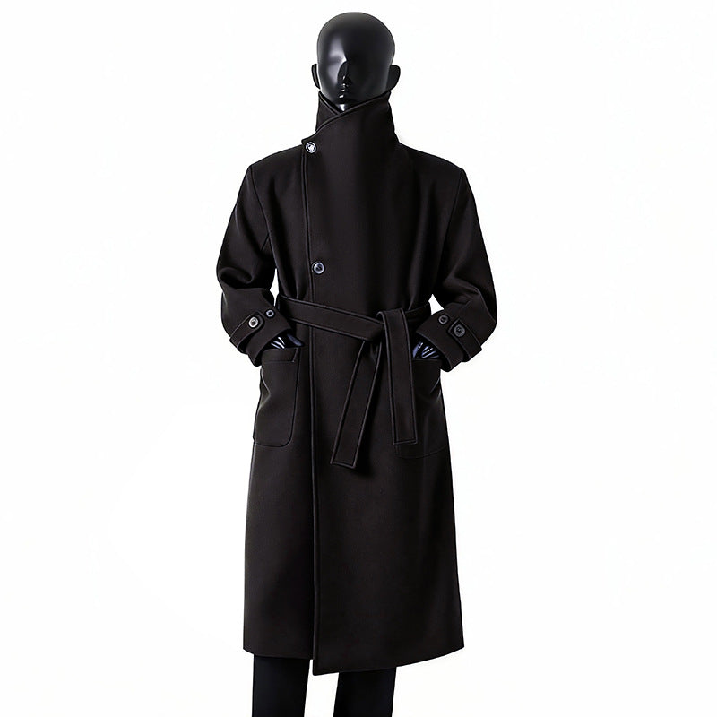Herren Eleganter Langmantel aus Wollmix mit großzügigem Schalkragen und Krempelmanschetten Drune