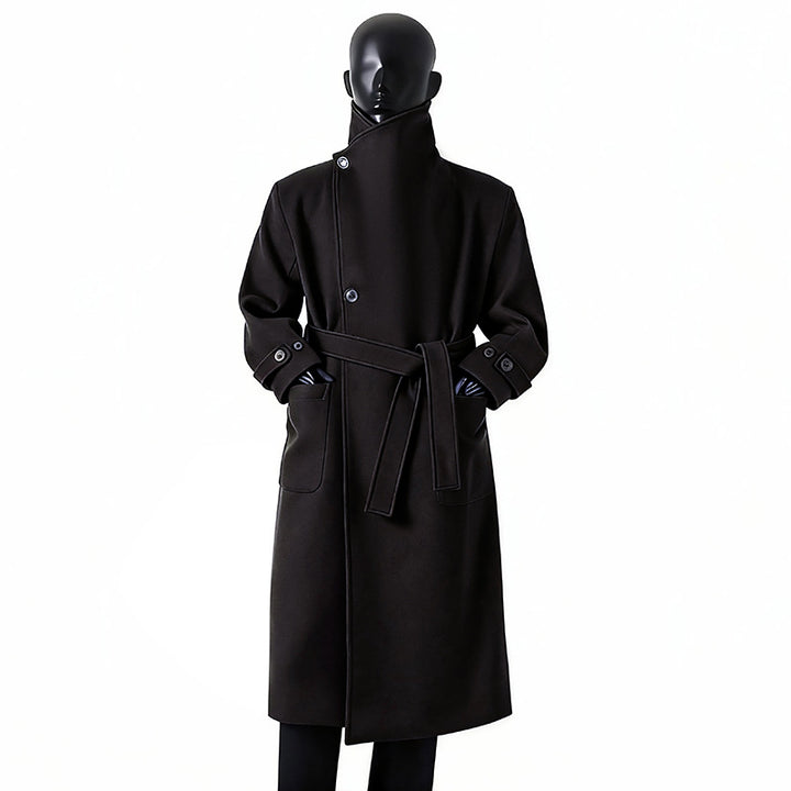 Herren Eleganter Langmantel aus Wollmix mit großzügigem Schalkragen und Krempelmanschetten Drune