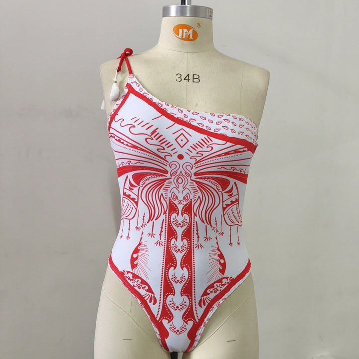 Damen Einseitiger Badeanzug mit verspieltem Design Drune