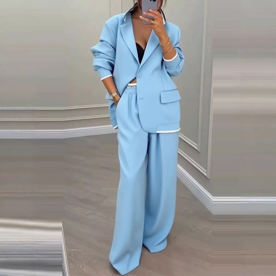 Damen modisches oversized Blazer-Set mit eleganten Anzughose Drune