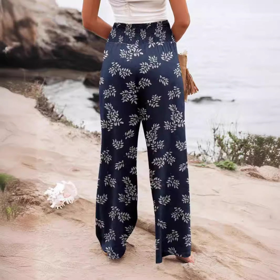 Damen Palazzo-Hose mit elastischem Bund und floralem Muster Drune