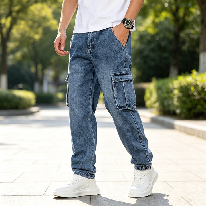 Herren Coole Cargo-Jeans mit elastischem Bündchen Drune