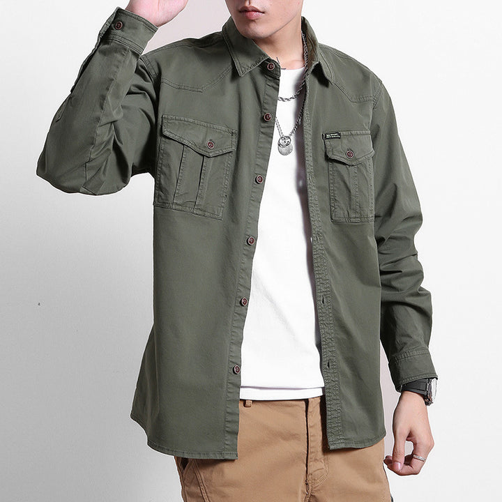 Herren Lockeres Utility-Hemd mit Pattentaschen und Workwear-Details Drune