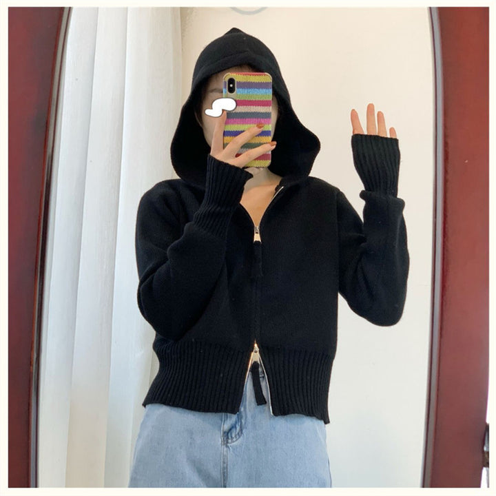 Damen Kapuzenpullover mit modernem Reißverschluss und tailliertem Schnitt Drune