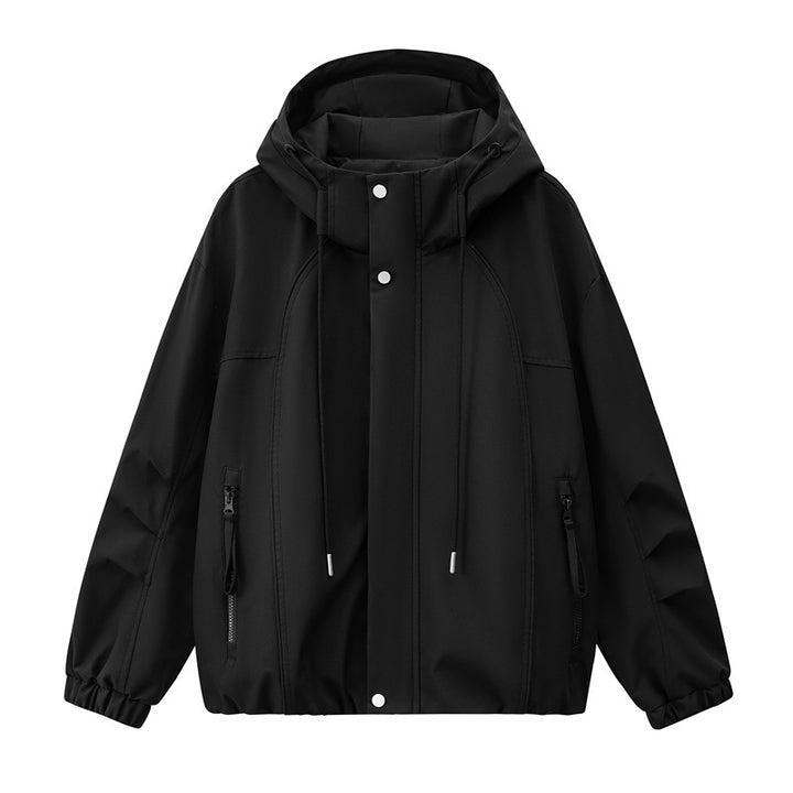 Herren Leichte Kapuzen-Utility-Übergangsjacke mit wasserabweisender Außenhülle und elastischem Saum Drune