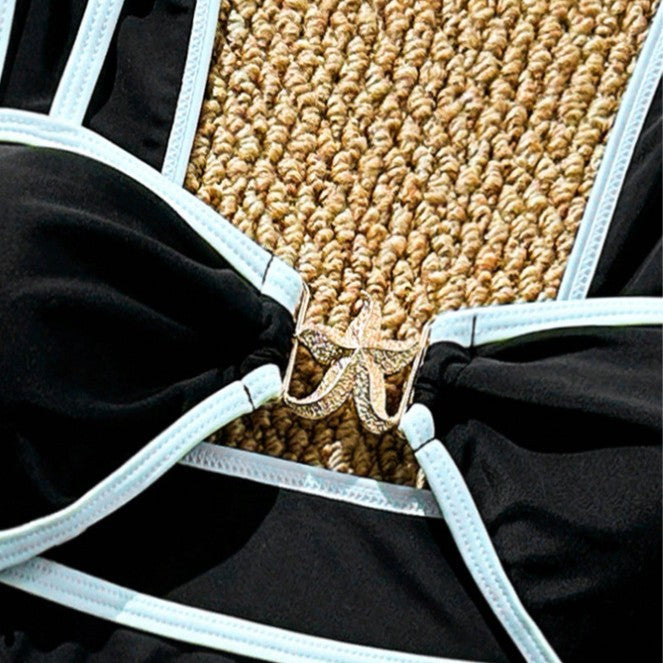 Damen Eleganter Einteiler mit raffiniertem Cut-Out und goldenen Akzenten Drune
