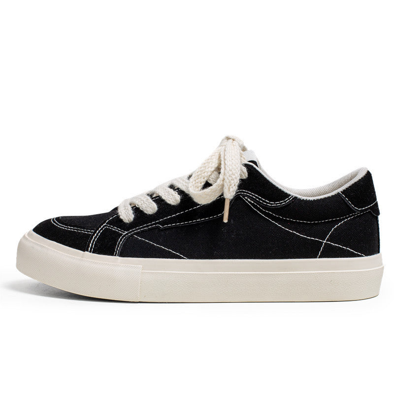 Unisex lässiger Canvas-Low-Top Sneaker mit kontrastnaher Ziersteppung und gepolsterter Plateausohle Drune