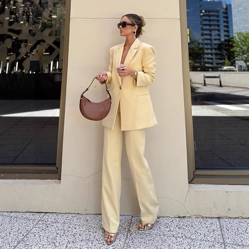 Damen Eleganter Oversize-Blazer mit hoher Taille und weiter Schlaghose Drune