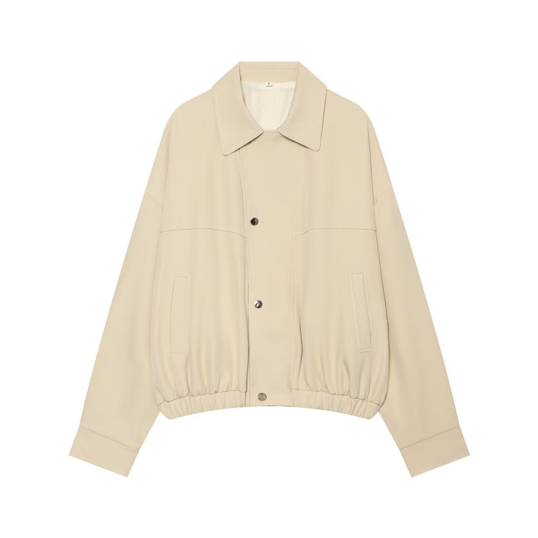 Damen Kurzgeschnittene Utility Blousonjacke mit Tunnelzugbund und aufgesetzten Eingrifftaschen Drune