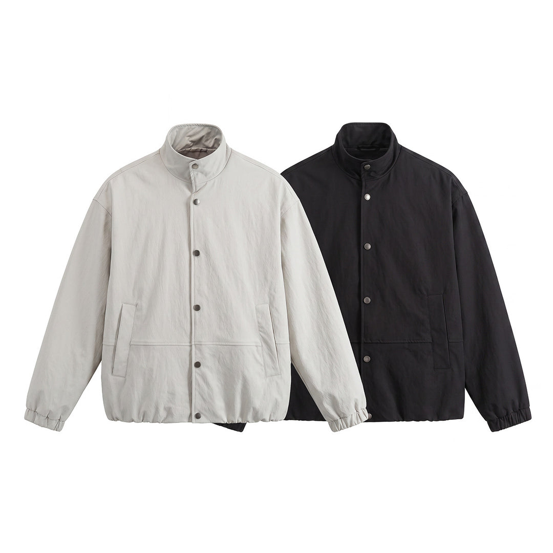 Herren Kurz geschnittener minimalistischer Boxy‑Blouson mit Stehkragen und Druckknopfblende Drune