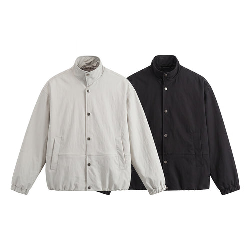Herren Kurz geschnittener minimalistischer Boxy‑Blouson mit Stehkragen und Druckknopfblende Drune