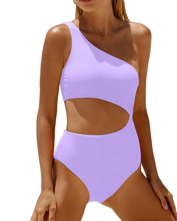 Femme Ein-Schulter Cut-Out Einteiler Badeanzug Drune