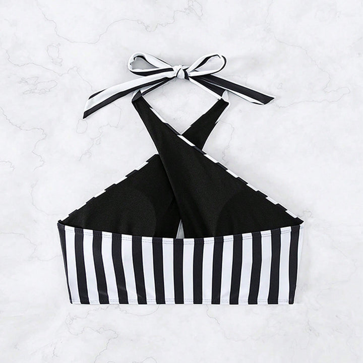 Damen Triangel-Bikinioberteil mit stylischem Streifenmuster Drune