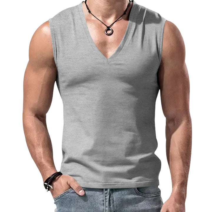 Herren nan figurbetontes ärmelloses V-Ausschnitt Muskelshirt Drune