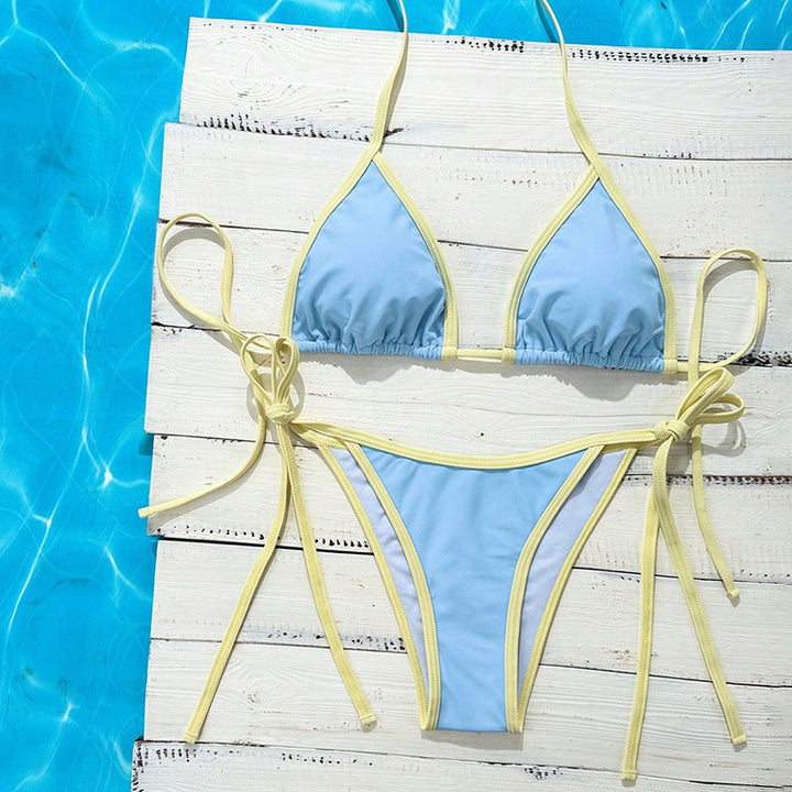 Damen Triangel-Bikini mit verstellbaren Bindebändern und glamourösen Akzenten Drune