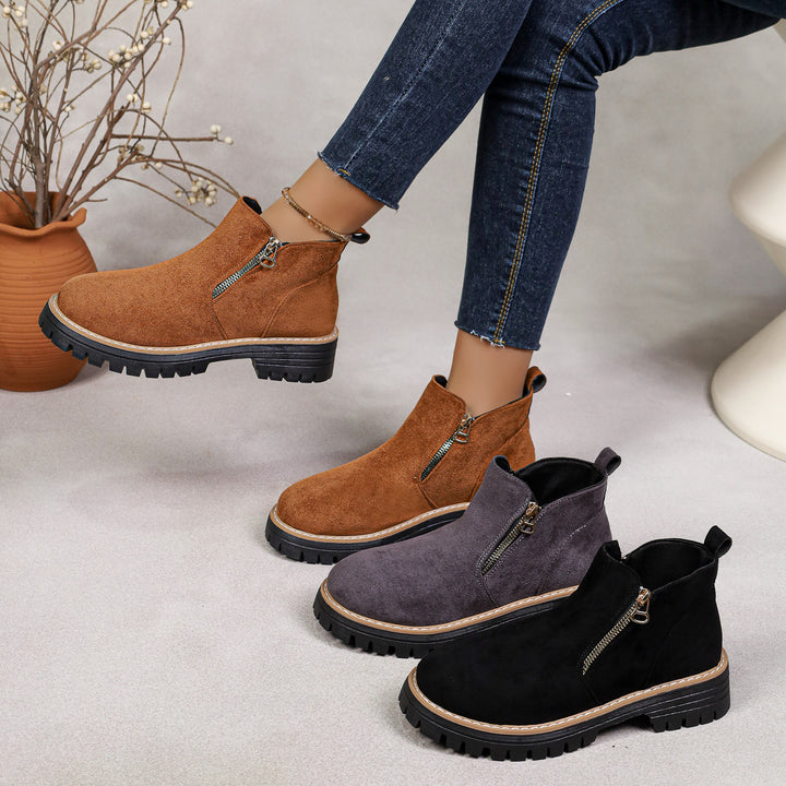 Damen Stylische Ankle Boots mit Reißverschluss Drune