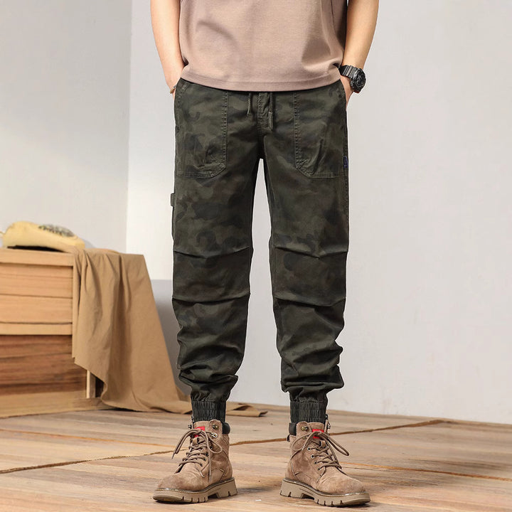 Herren Camouflage Utility-Joggerhose mit elastischem Tunnelzugbund, Kniefalten und Mehrfachtaschen Drune