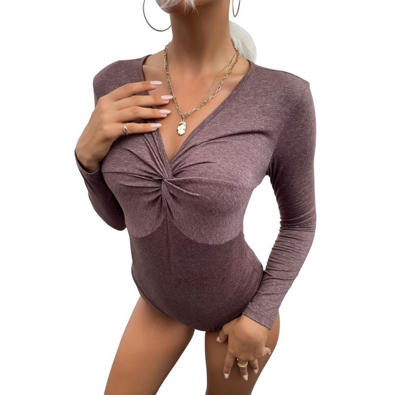 Damen Figurbetonter Longsleeve-Body mit Twist-Detail und geformten Cups Drune