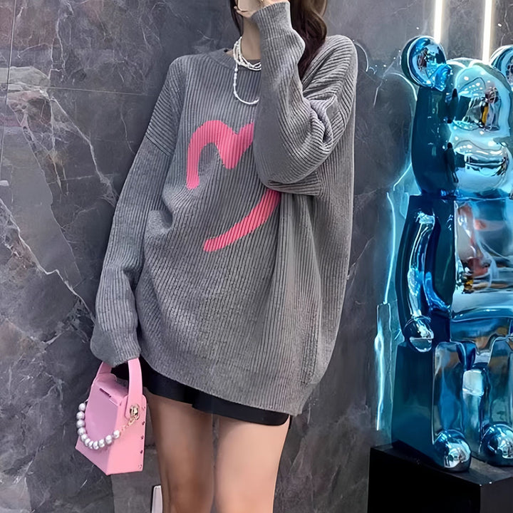 Damen Oversized Pullover mit strukturiertem Zopfmuster Drune