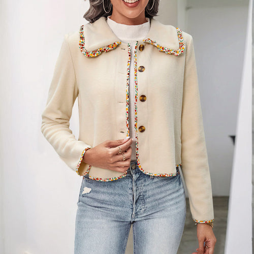 Damen Kurzjacke im Cardigan-Stil mit Zierborte, kastiger Passform und Hornoptik-Knöpfen Drune
