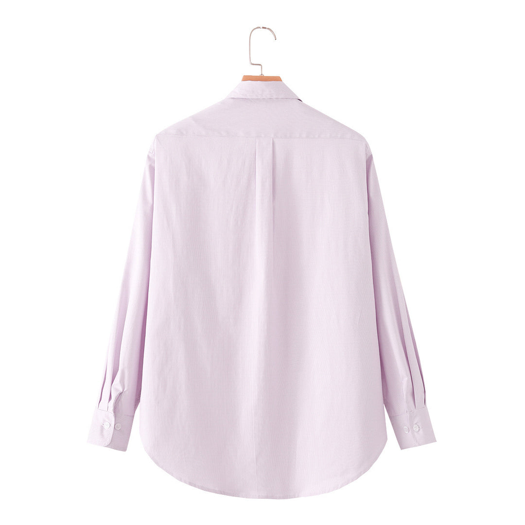 Damen Klassische Oversize-Hemdbluse mit verdeckter Knopfleiste und abgerundetem Saum Drune