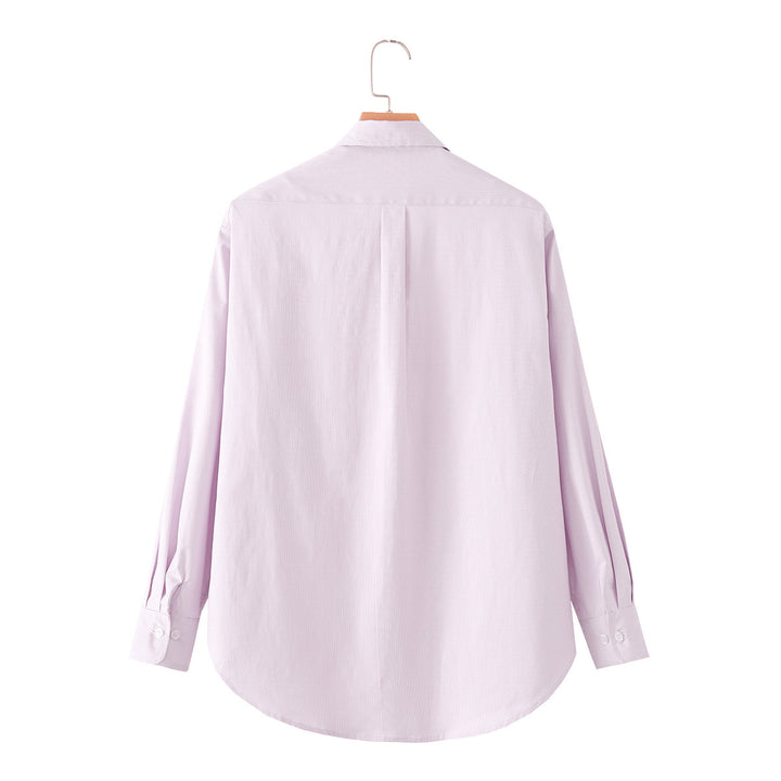 Damen Klassische Oversize-Hemdbluse mit verdeckter Knopfleiste und abgerundetem Saum Drune