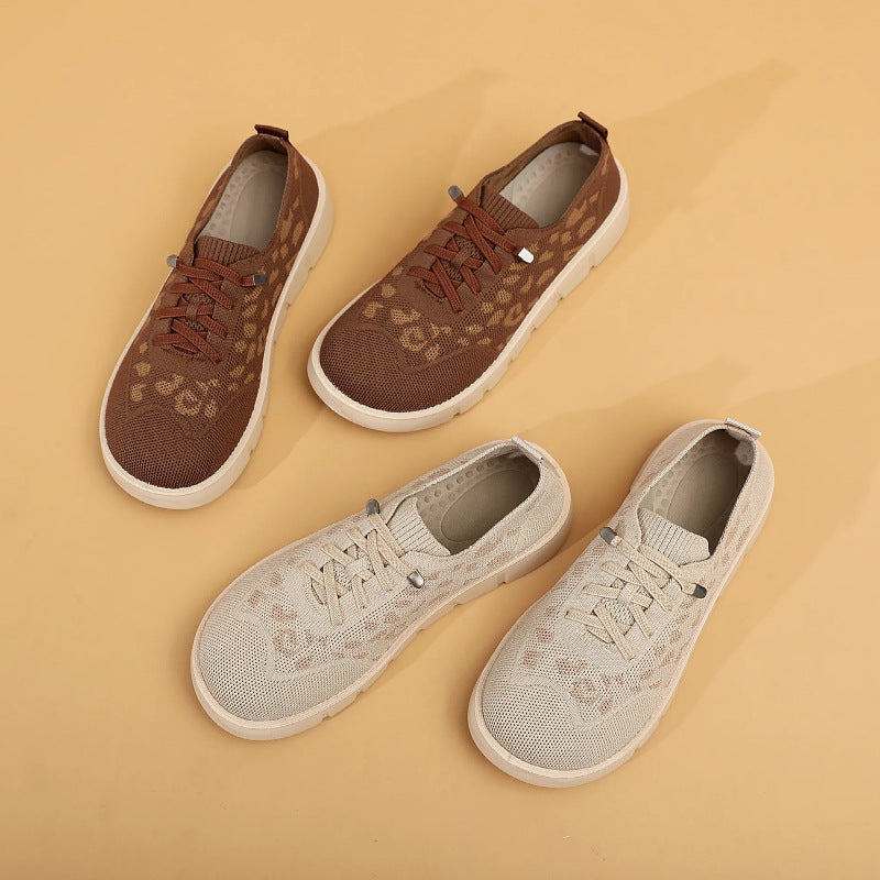 Damen Atmungsaktive Sneaker mit modischem Leopardenmuster Drune