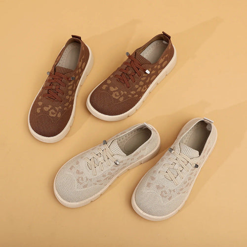 Damen Atmungsaktive Sneaker mit modischem Leopardenmuster Drune