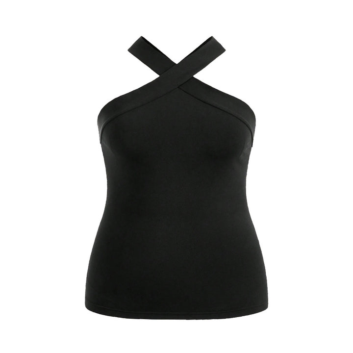 Damen Crop-Top mit schickem Kreuz-Ausschnitt und figurbetontem Schnitt Drune