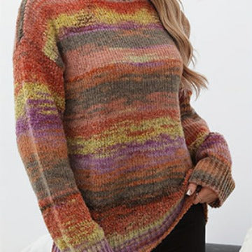 Damen gemütlicher Strickpullover mit strukturiertem Farbverlauf Drune