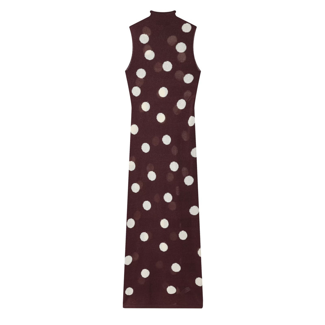 Damen Maxikleid mit hochgeschlossenem Kragen und verspieltem Punkte-Design Drune