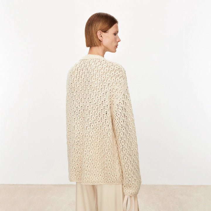 Damen luftiger Strickpullover mit offener Struktur Drune