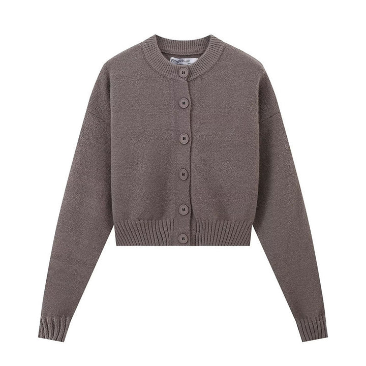 Damen modischer, kurzer Strickcardigan mit Knopfverschluss Drune