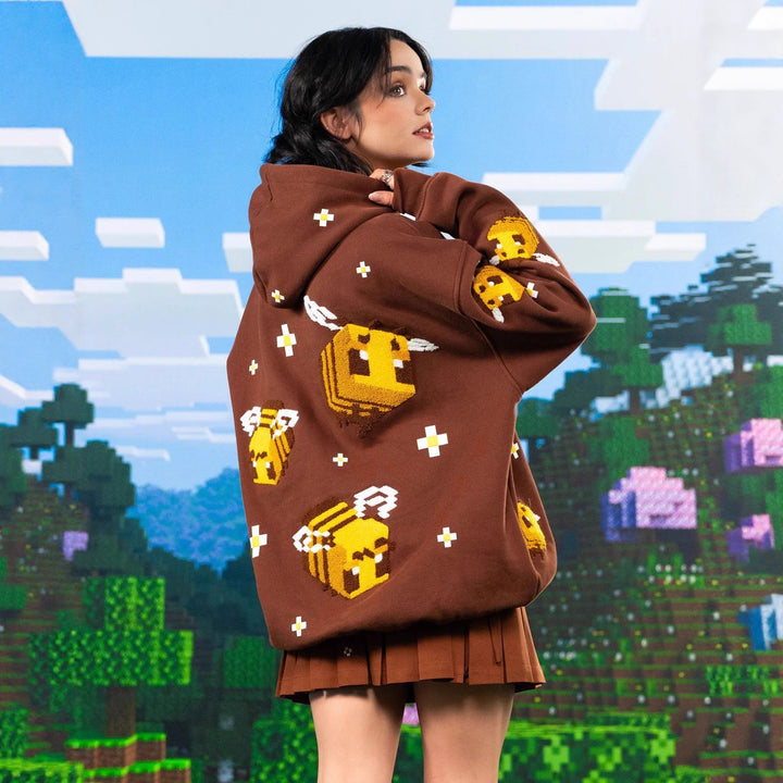 Damen Kapuzenpullover mit kreativem Bienen-Design und gemütlicher Passform Drune