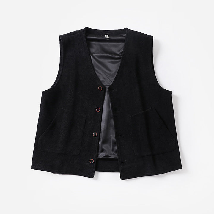 Herren Cordweste mit Satinfutter, V‑Ausschnitt und aufgesetzten Taschen Drune