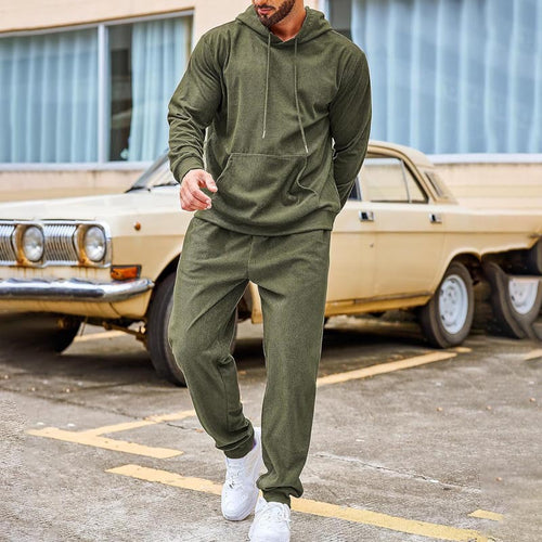 Herren Fleece-Loungewear-Set aus French Terry mit Kapuze, Kängurutasche und Relax-Jogginghose Drune