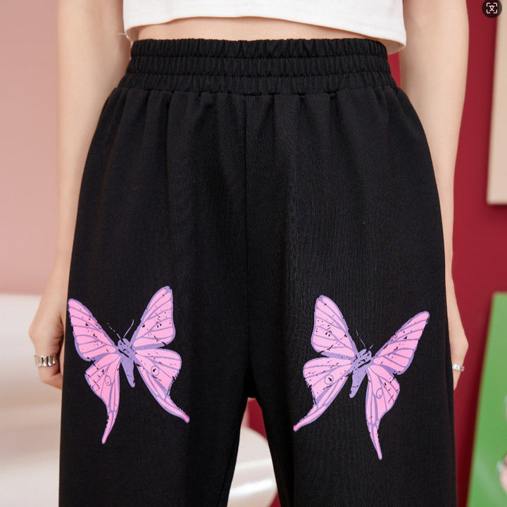 Damen Jogginghose mit buntem Schmetterlingsmotiv Drune