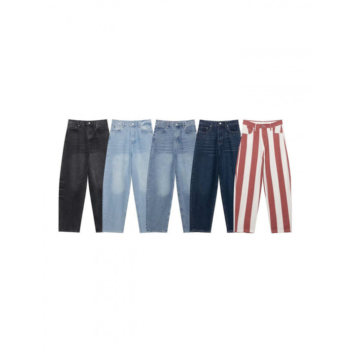 Damen Hochtaillierte weite Streifenjeans im Retro‑Look Drune
