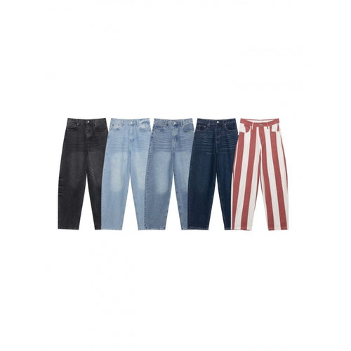 Damen Hochtaillierte weite Streifenjeans im Retro‑Look Drune